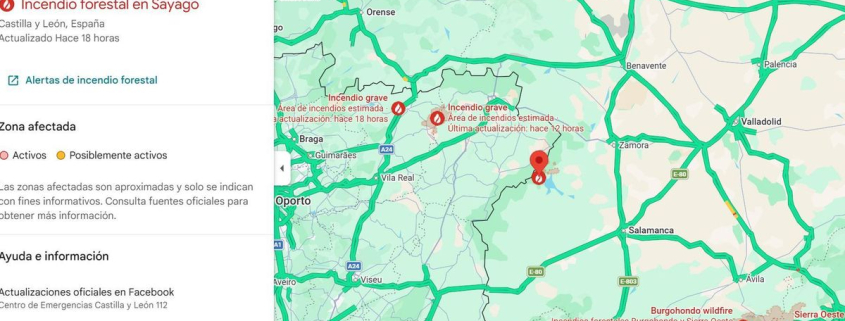 Incidencias y carreteras cortadas por incendios forestales: cómo tener la información en Google Maps y otras apps