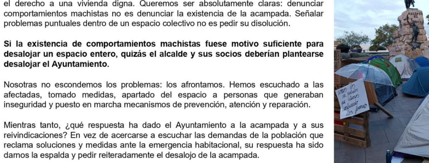 El PP usa una queja por presunto acoso machista para forzar el desalojo de la acampada por la vivienda en Palma